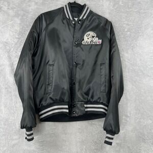 Chalk Line Vintage Raiders Satin Bomber Jacket M Black NFL Streetwear 90s USA